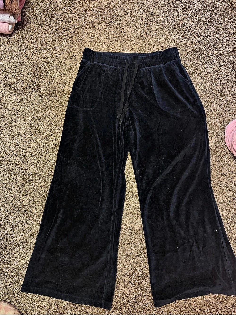 LAB JOY Wide Leg Velour Pants in Black Size XL Like New